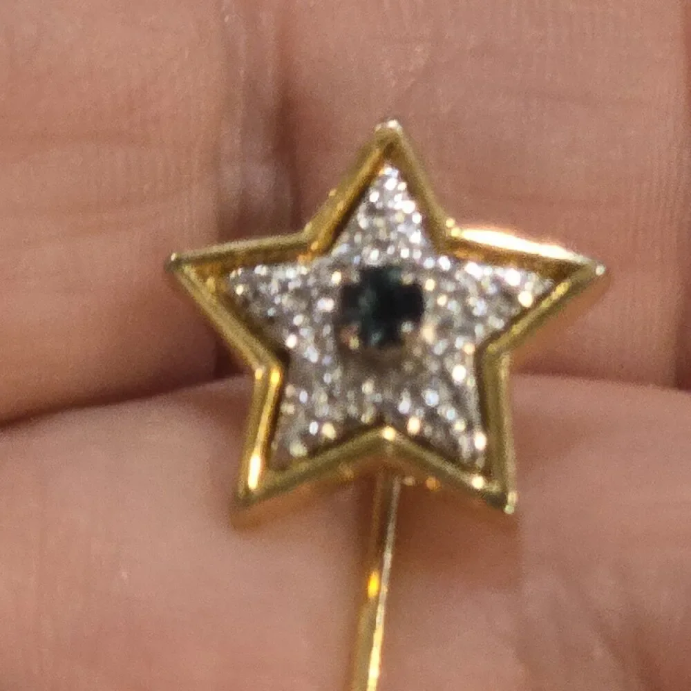 Vintage Avon Gold Tone Star Stick Pin Blue Starshine Lapel Hat Scarf #1368